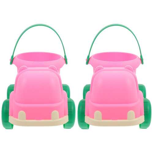 2Pz Secchi Giochi Spiaggia Rosa in Gomma Per Casa E Esterno 2