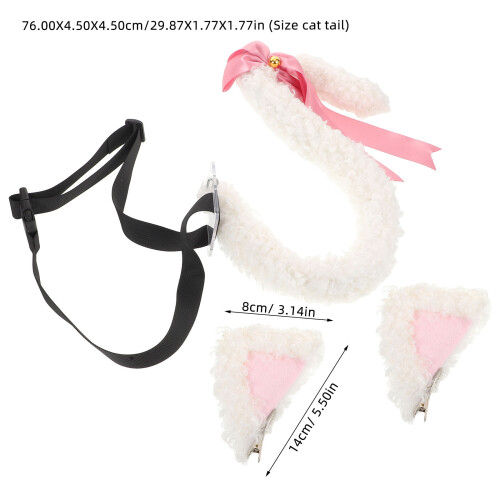 1Set Kit Costume Gatto Con Orecchie Clip E Coda Rosa Per A Tema 1