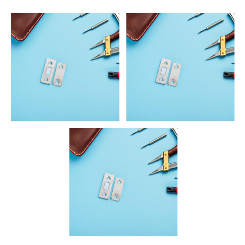 3Set Ganci Magnetici Per Armadi E Cassetti Acciaio Autoadesivi Argento 2