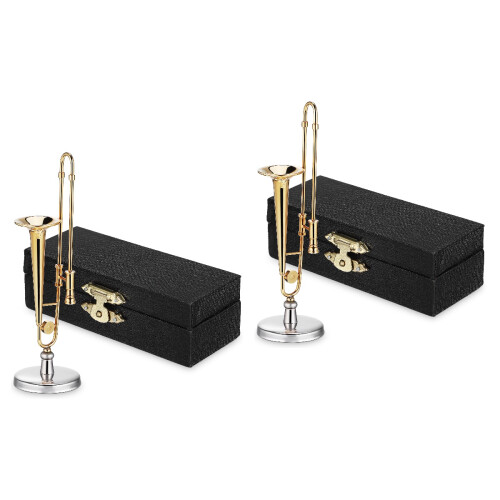 2Pz Trombone Miniatura in Rame Per Case Delle Bambole 2