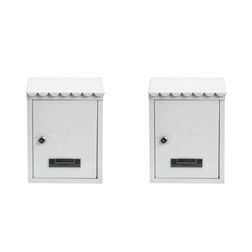 2Pz Cassette Lettere Da Muro in Ferro Bianco Per Esterno 2