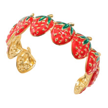 Bracelet manchette ouvert Flexible fraise vibrante,-Rouge