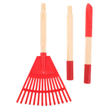 4Stk Rote Kinder Gartenharke Aus Robustem Kunststoff Für Laubsammlung