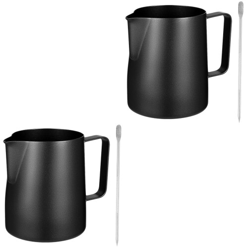4Ud Jarras Negros Para Espumar Leche Café Con Medidor Interno 2