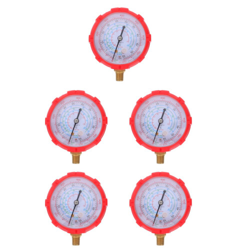 5Pièces Ensemble Manomètres Portables Rouge Pour Auto Et Pression 2