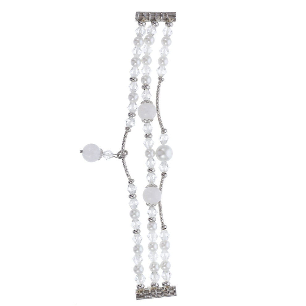 2Pcs Durable Agate Beaded Smartwatch Strap For Watches White 3602353626479