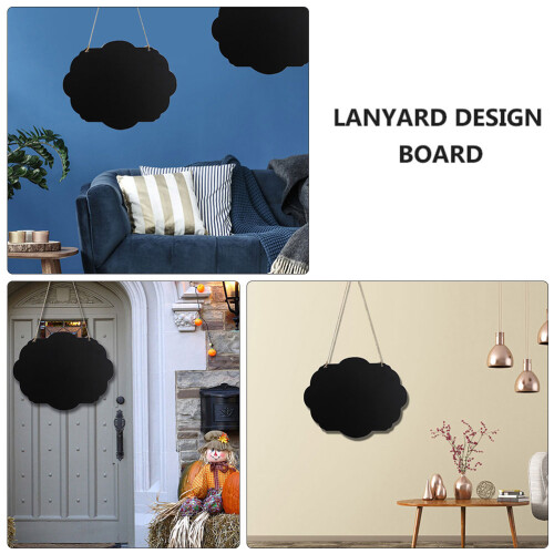 4Pcs Delicate Cloud Shape Double-Sided Wooden Blackboard with Lanyard