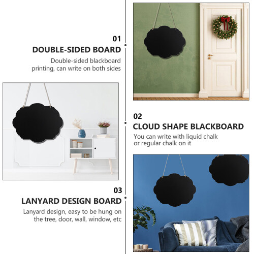 4Pcs Delicate Cloud Shape Double-Sided Wooden Blackboard with Lanyard 1