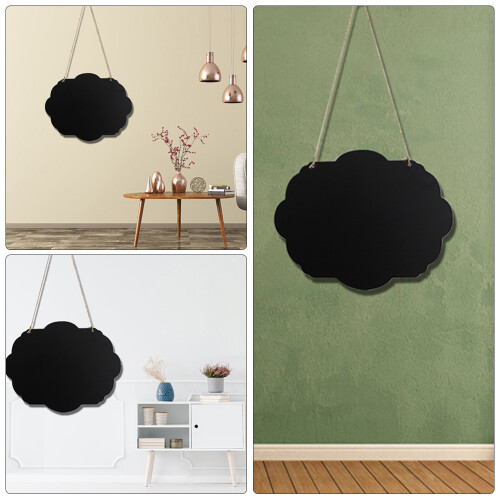 4Pcs Delicate Cloud Shape Double-Sided Wooden Blackboard with Lanyard 2