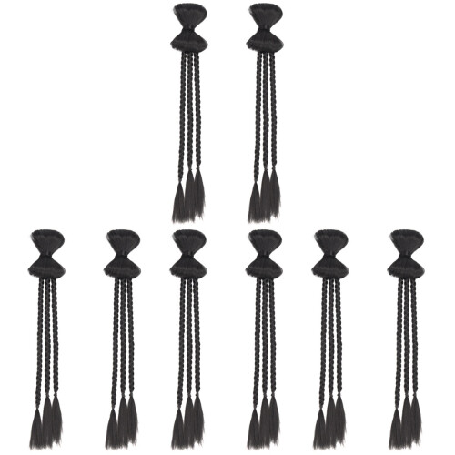 8Pz Extension Parrucca Coda Treccia Sintetica Nera 1