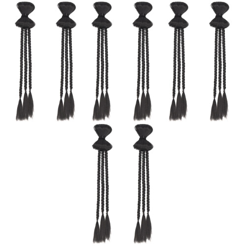 8Pz Extension Parrucca Coda Treccia Sintetica Nera 2