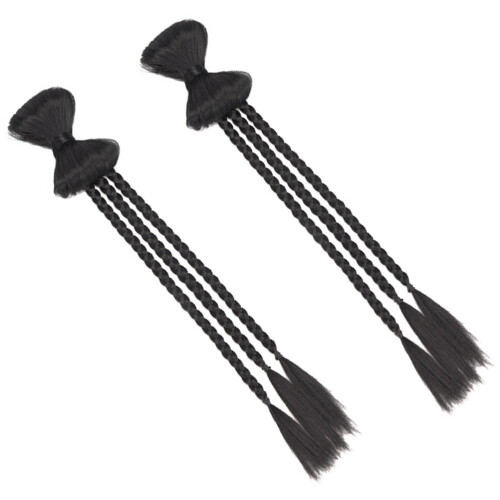 8Pz Extension Parrucca Coda Treccia Sintetica Nera