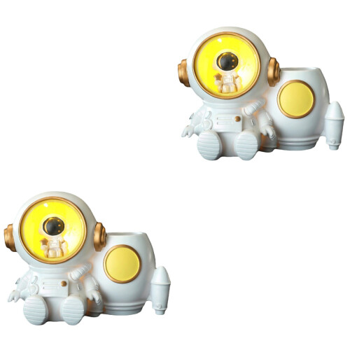 2Pz Portapenne A Astronauta Bianco, Organizer Penne E 2