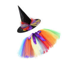 4Pz Costume Bambina Tutu Mesh Colorato Con Cappello Per