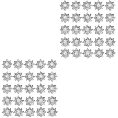 60Pz Metallo E Perla Argento Per E Decorazione 2