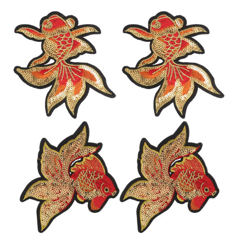 6Paia Patch Ferro Ricamata Oro Per E Borse 2