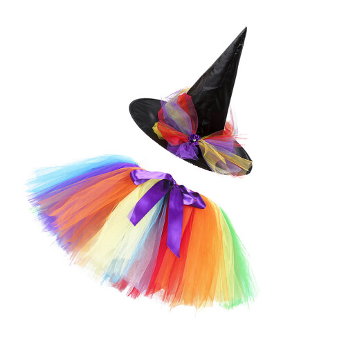 4Pz Costume Bambina Tutu Mesh Colorato Con Cappello Per 1