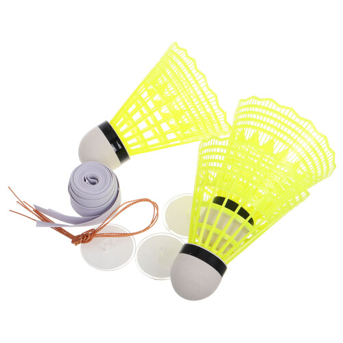 3Pz Kit Self Training Badminton Elastico Con Pallina Gialla Indoor