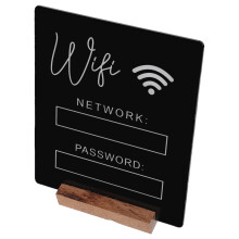 3Pz Cartello Segnaposto WiFi Nero in Acrilico Per Stanze Ospiti