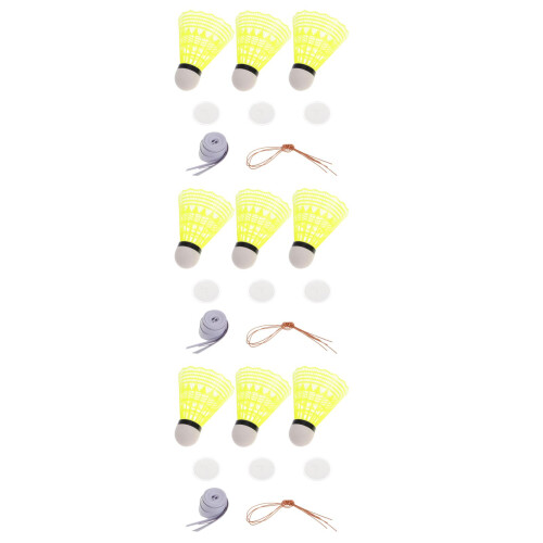 3Pz Kit Self Training Badminton Elastico Con Pallina Gialla Indoor 2