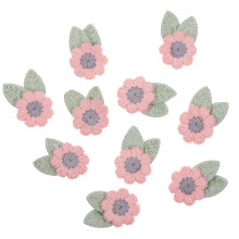 20Pz Toppe Da Cucire Fiore Rosa in Tessuto Per E Borse