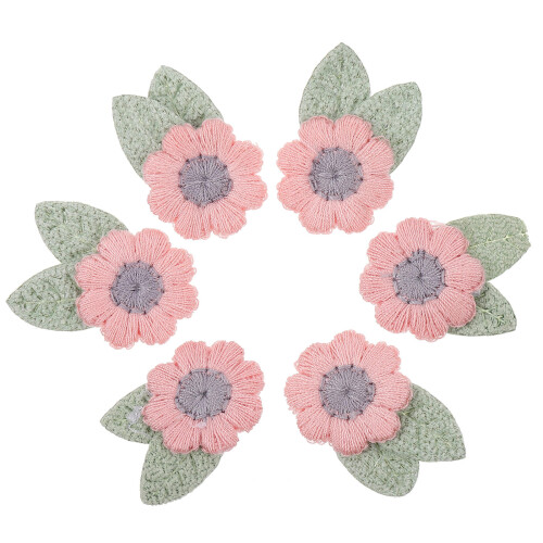 20Pz Toppe Da Cucire Fiore Rosa in Tessuto Per E Borse 1