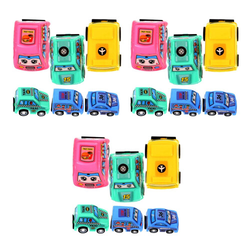 18Pz Veicoli Pull-Back Sicuri E Resistenti Gioco Bambini Colorati 2