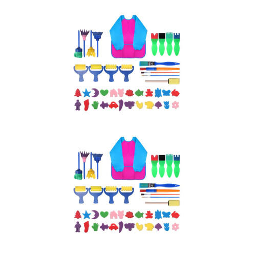 2Set Set Pittura Bambini Con Spugna E Mantelle Impermeabili 2