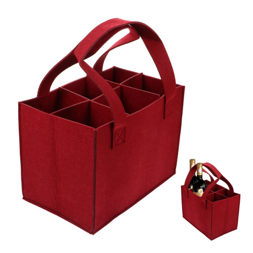 3Pz Porta Vino Feltro Rosso Multicella 6 Bottiglie Robustezza 1