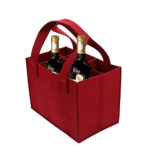 3Pz Porta Vino Feltro Rosso Multicella 6 Bottiglie Robustezza 2