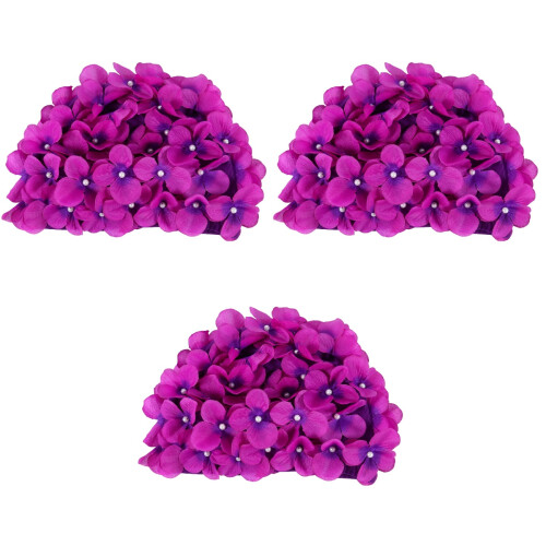 3Pz Cappello Nuoto Viola Con Fiore 3D, E Impermeabile 2