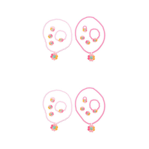4Set Set Gioielli Bambina Fiore Colorato Collana Bracciale 2