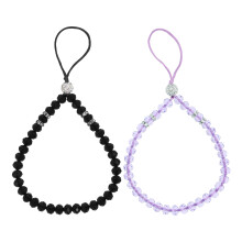 4Pz Per in Cristallo Nero Con Perline Decorative