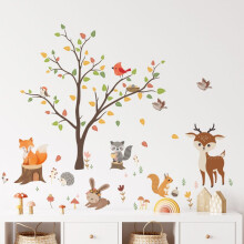 Presente educativo infantil, decoração fofa para quarto infantil, adesivo de parede com animais da floresta: elefante, leão e macaco, para
