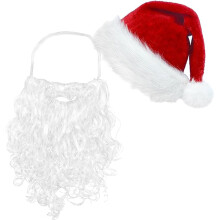 Authentic Santa Look With White Wig And Beard, Polyester Synthetic Hair For Luxurious Dress Up Costume Accessories