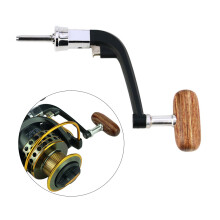 Fishing Reel Handle for Spinning Reel Replacement, Foldable Design with Adjustable Handle Mechanism, Durable Material Stainless Steel and Wood Knob Gr