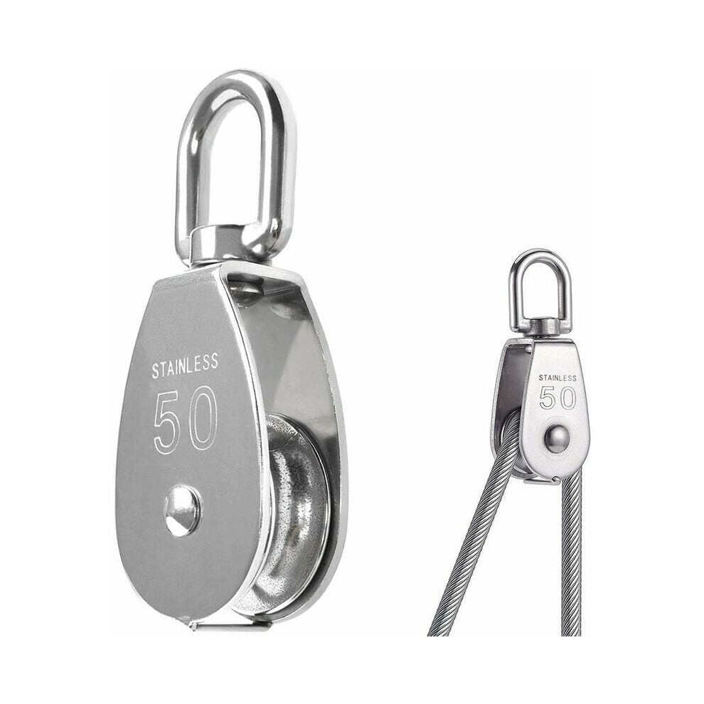 Swivel Pulley Block For Rigging Systems, Single Pulley With Corrosion Resistant 304 Stainless Steel Build, High Performance Sheave Diameter For 9340959666362