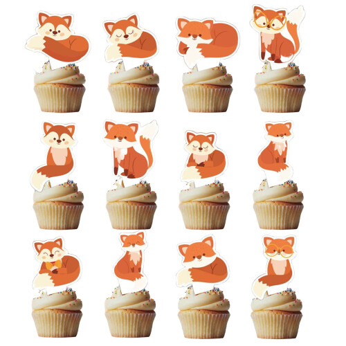 Διακοσμητικό για Cupcakes για Πάρτι Woodland, Είδη Πάρτι με Θέμα Αλεπούς για Γενέθλια και