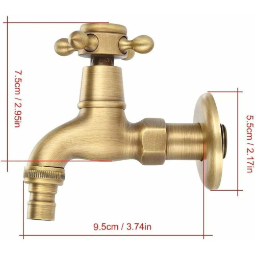Antique Solid Brass Faucet, Vintage Design Water Tap For Bathroom Kitchen (Long) 1