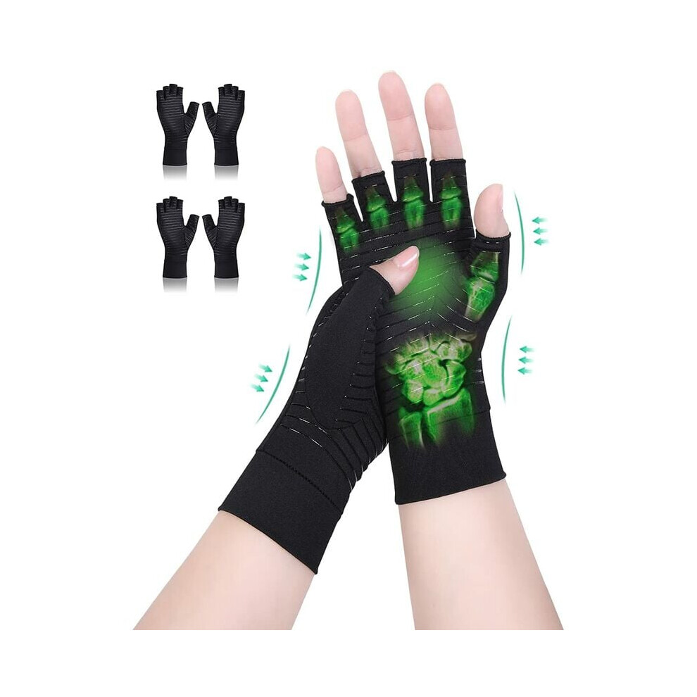 Compression Gloves for Hands and Fingers Rehabilitation, Copper Infused Compression Arthritis Gloves with Moisture Absorbing and Sweat Wicking Fabric,