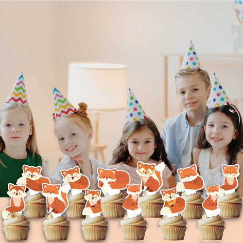 Διακοσμητικό για Cupcakes για Πάρτι Woodland, Είδη Πάρτι με Θέμα Αλεπούς για Γενέθλια και 2