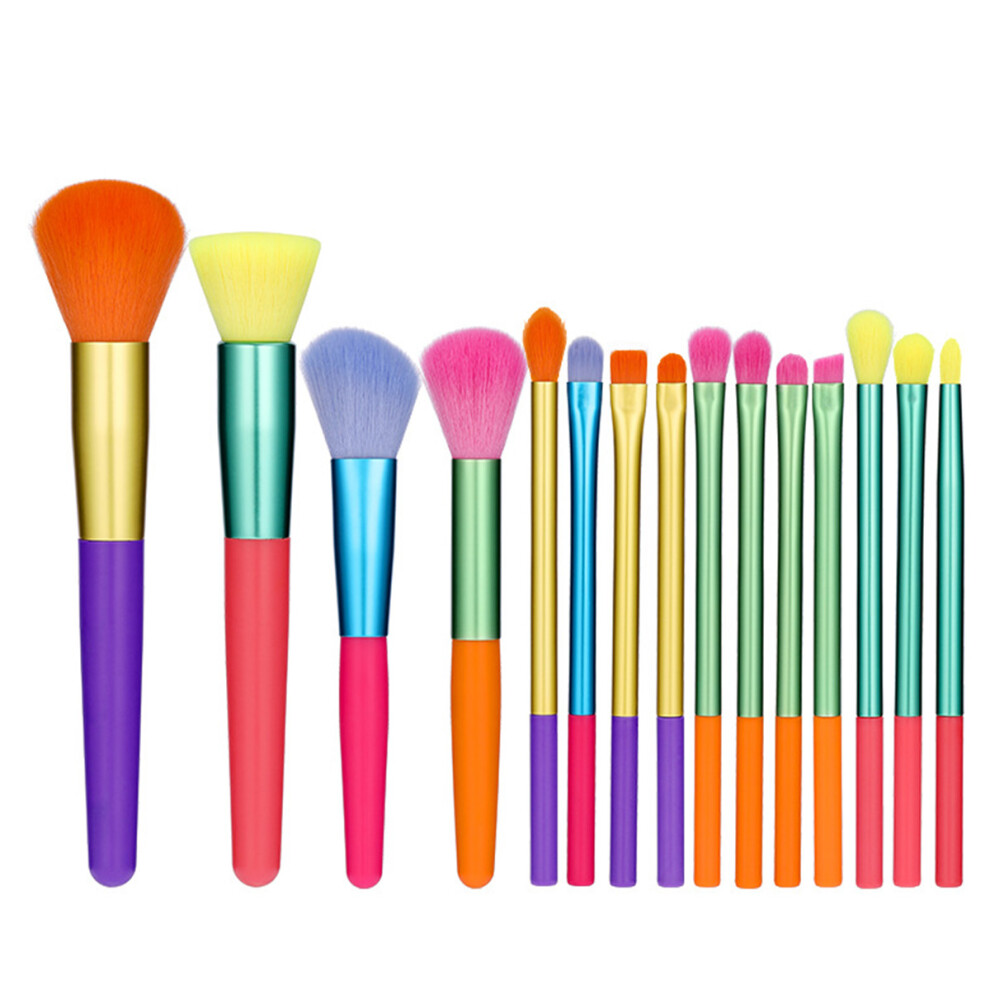 Makeup Brushes, Complete Brush for All Makeup, Quality Synthetic Nylon Hair Rainbow Make Up Brush Set for Artistic Creations, 15pcs