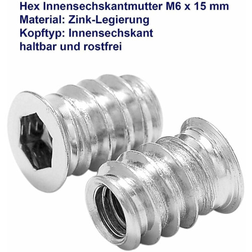 Σετ βιδών με καρυδάκια, M6X15mm με μύτη κυπέλλου από κράμα ψευδαργύρου, σκληρές και 2
