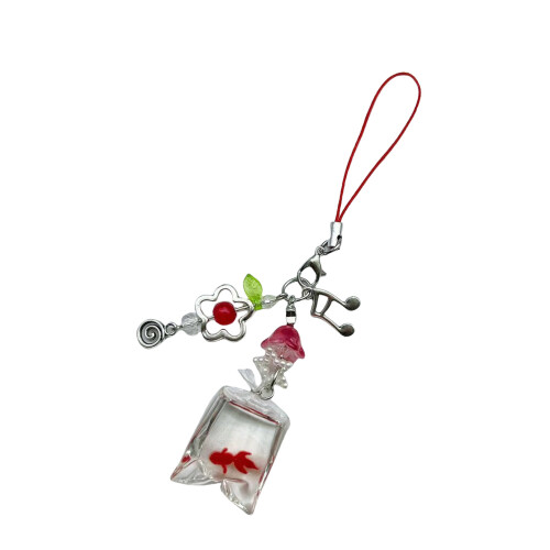 Cuteness Fish Themed Beaded Phone Accessory Comfortable-Red