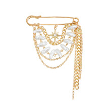 Retro meerlagige Octagram-broche met delicate franje-accent