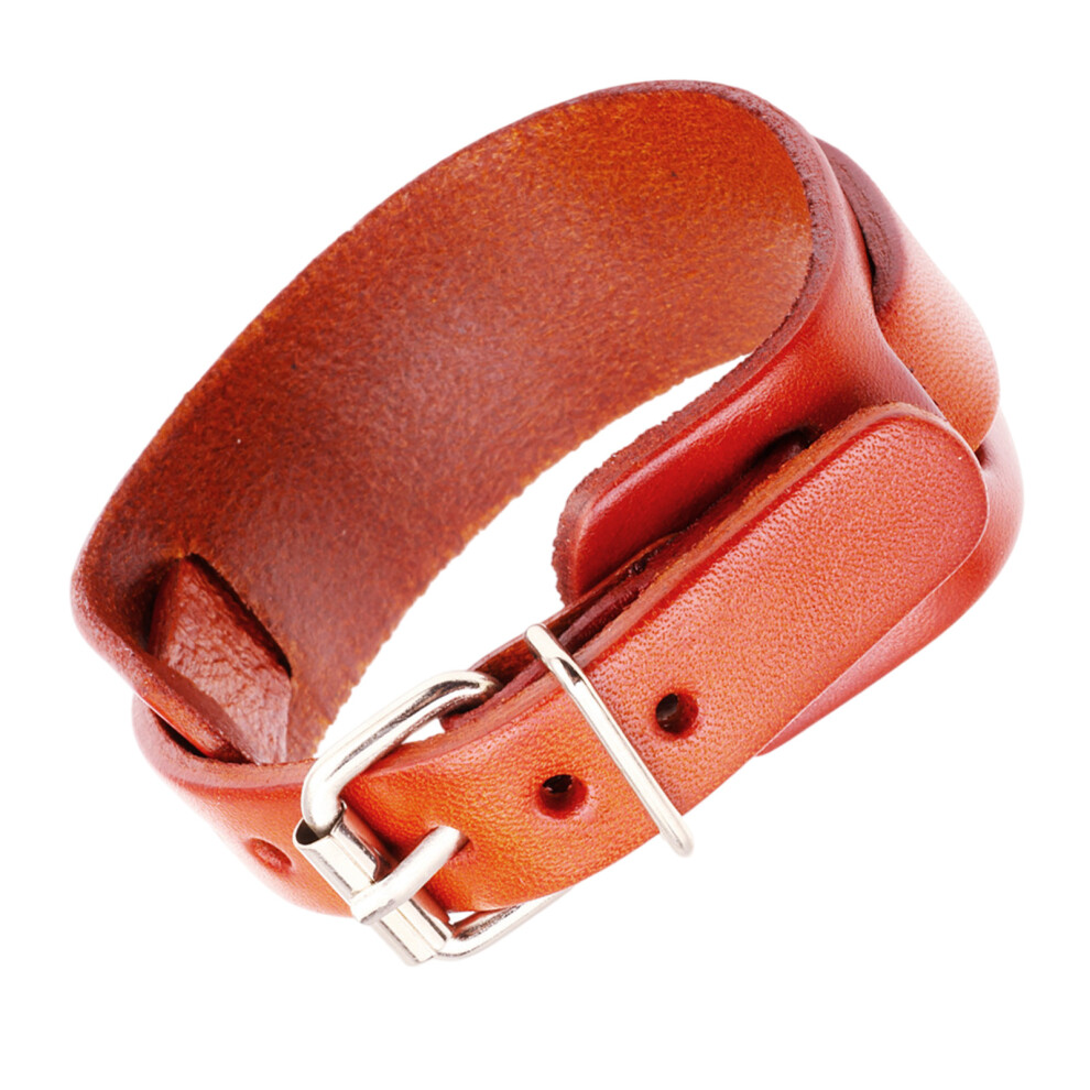Buckled Leather Wristband Punk Inspired Bracelet-Orange-image-OPC-PPFY5VD-NEW