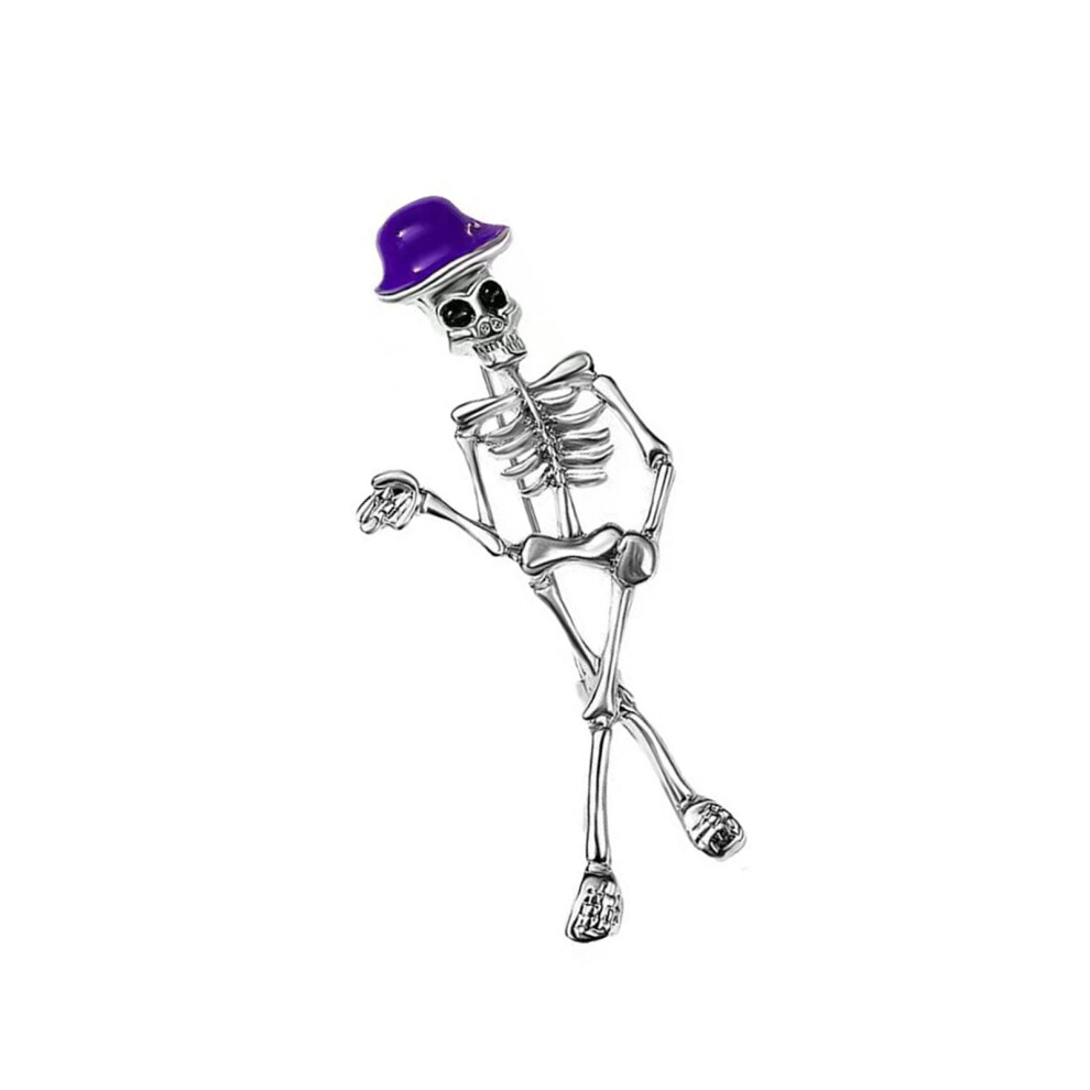 Purple Stylish Skull Brooch Versatile Alloy Jewelry For Casual