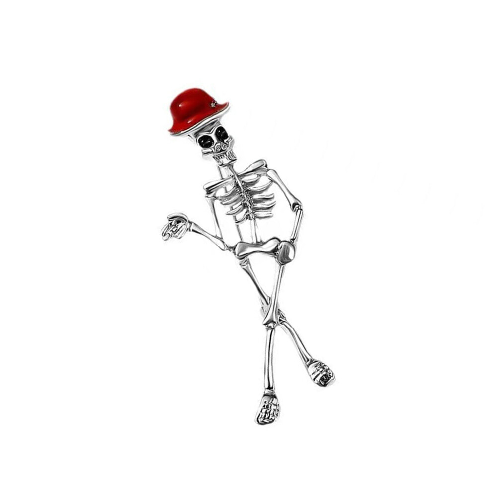 Red Fashionable Skull Brooch For Women Gothic Alloy Jewelry