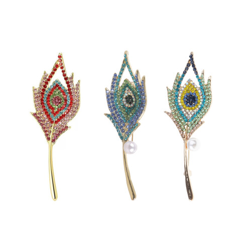 Épingle de paon en métal Unique, accessoire de soirée-Rose 1