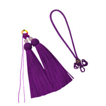 Pendentif élégant à pompons tissés à la main,-Violet foncé